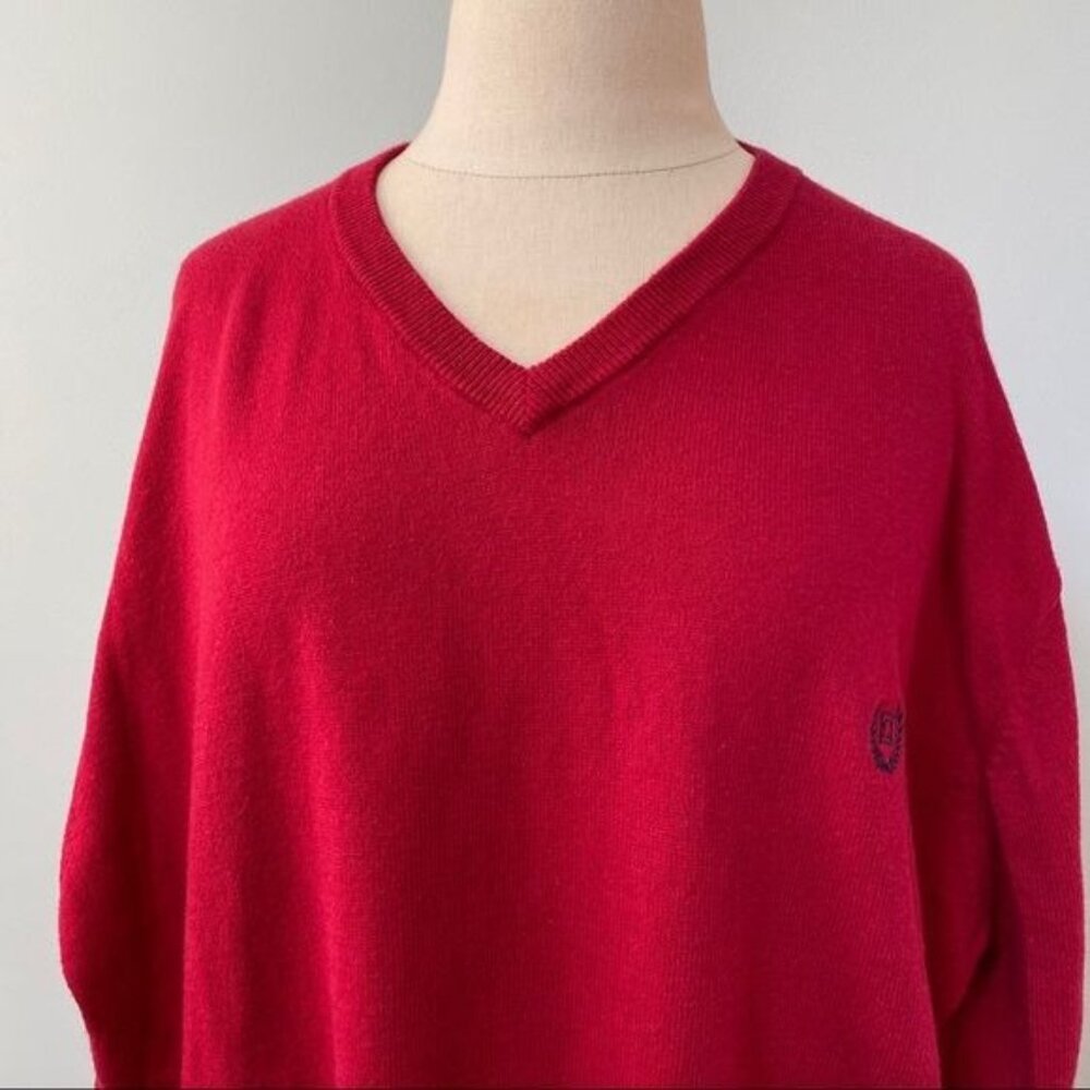 Chaps V neck knit sweater Red